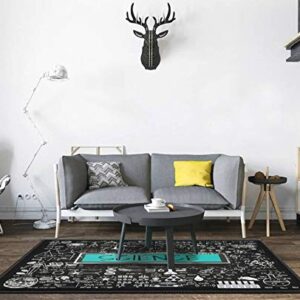 Home Area Runner Rug Pad Hand Drawn About Mathematics on Chalkboard with The World Science in Thickened Non Slip Mats Doormat Entry Rug Floor Carpet for Living Room Indoor Outdoor Throw Rugs