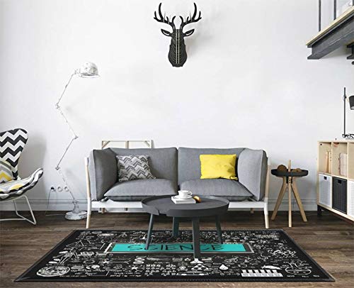 Home Area Runner Rug Pad Hand Drawn About Mathematics on Chalkboard with The World Science in Thickened Non Slip Mats Doormat Entry Rug Floor Carpet for Living Room Indoor Outdoor Throw Rugs