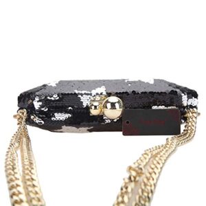 Fawziya Star Sequin Purse Thick Chain Evening Bags And Clutches For Wmen-Black