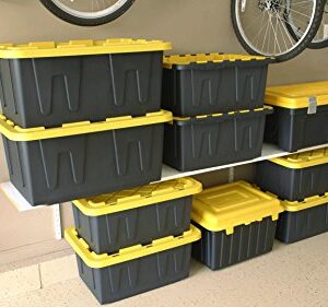 HOMZ 27 Gallon Durabilt Tough Storage Container, Black Base, Yellow Lid, Stackable, 4-Pack