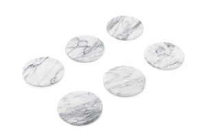 fox run 48749 natural white polished marble stone coasters, set of 6