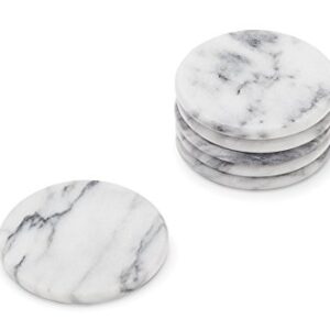 Fox Run 48749 Natural White Polished Marble Stone Coasters, Set of 6