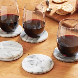Fox Run 48749 Natural White Polished Marble Stone Coasters, Set of 6