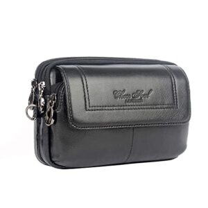 hebetag leather clutch purse wallet for men phone holder wrist strap bag wristlet coin money pouch business multiple compartments handbag black