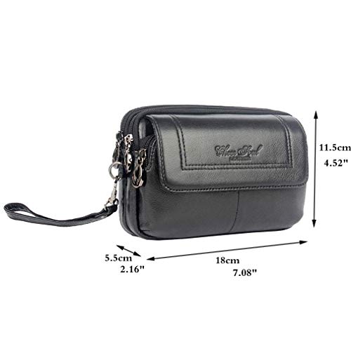 Hebetag Leather Clutch Purse Wallet for Men Phone Holder Wrist Strap Bag Wristlet Coin Money Pouch Business Multiple Compartments Handbag Black