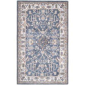 safavieh stone wash collection 4′ x 6′ blue/ivory stw240a hand-knotted premium wool & viscose area rug