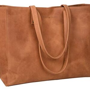 ANTONIO VALERIA Avery Cognac Leather Tote/Top Handle Shoulder Bag for Women