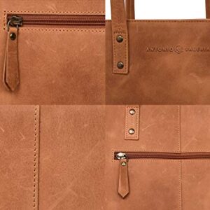 ANTONIO VALERIA Avery Cognac Leather Tote/Top Handle Shoulder Bag for Women