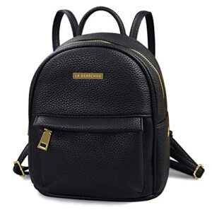 la dearchuu mini backpack purse for women litchi grain small leather backpack fashion casual mini daypack backpack for teen girls black