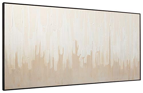 Signature Design by Ashley Jennaya Modern Abstract Framed Hand Painted Wall Art, 60 x 30, Beige, Living Room