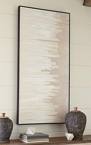 Signature Design by Ashley Jennaya Modern Abstract Framed Hand Painted Wall Art, 60 x 30, Beige, Living Room