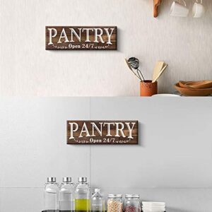 Pantry Sign Rustic Wood Color Canvas Wall art Print Sign 5.5x16.5 (Pantry, Brown)