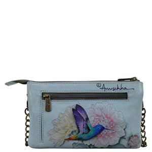 Anuschka Women's Genuine Leather Organizer Crossbody With RFID Protection - Hand Painted Original Artwork - Rainbow Birds