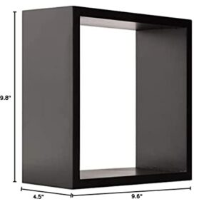 Pinnacle Frames and Accents, Black, Floating Square Wall Shelves Nested Cubes, Set of 3, 9 by 9, 3