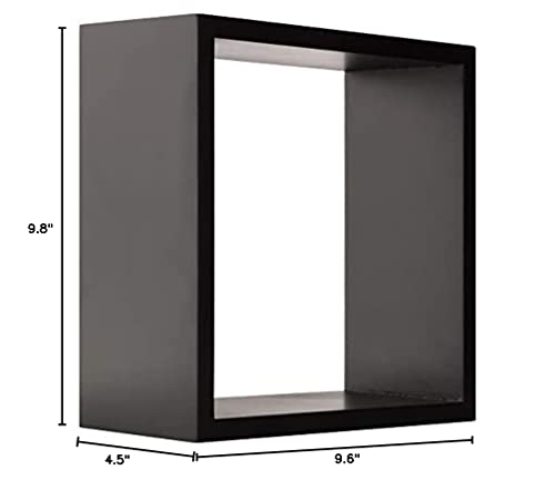 Pinnacle Frames and Accents, Black, Floating Square Wall Shelves Nested Cubes, Set of 3, 9 by 9, 3