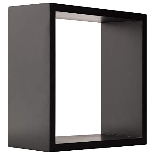 Pinnacle Frames and Accents, Black, Floating Square Wall Shelves Nested Cubes, Set of 3, 9 by 9, 3