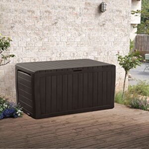 Keter Marvel Plus 71 Gallon Resin Outdoor Box for Patio Furniture Cushion Storage, Brown