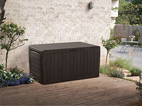 Keter Marvel Plus 71 Gallon Resin Outdoor Box for Patio Furniture Cushion Storage, Brown