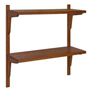 kate and laurel meridien mid-century wall shelves, 24″ x 8″ x 24″, walnut, transitional wall decor and storage