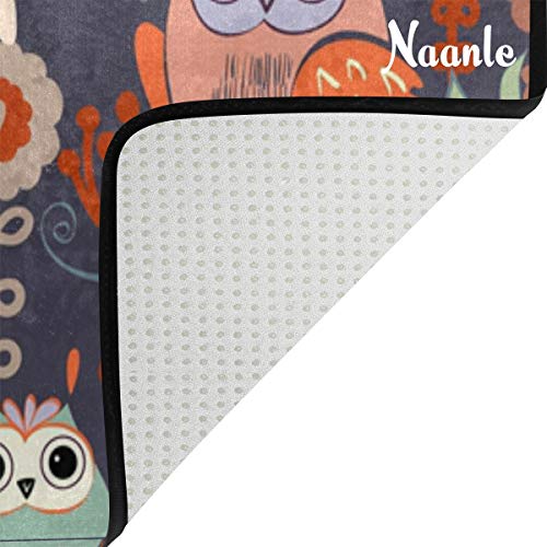 Naanle Animal Owl Non Slip Area Rug for Living Dinning Room Bedroom Kitchen, 4'x6'(48x72 inches), Owl on Tree Nursery Rug Floor Carpet Yoga Mat