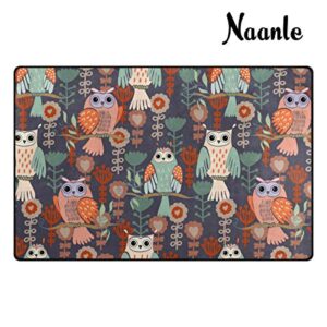 Naanle Animal Owl Non Slip Area Rug for Living Dinning Room Bedroom Kitchen, 4'x6'(48x72 inches), Owl on Tree Nursery Rug Floor Carpet Yoga Mat