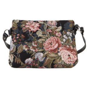 signare tapestry women mini satchel cross-body bag with peony flower (xb02-peo)