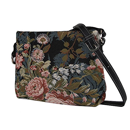 Signare Tapestry Women Mini Satchel Cross-body Bag with Peony Flower (XB02-PEO)