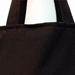 Nuni Unisex DIY Plain Solid Black Canvas Tote Bag, Black/ Zip Closure, Medium