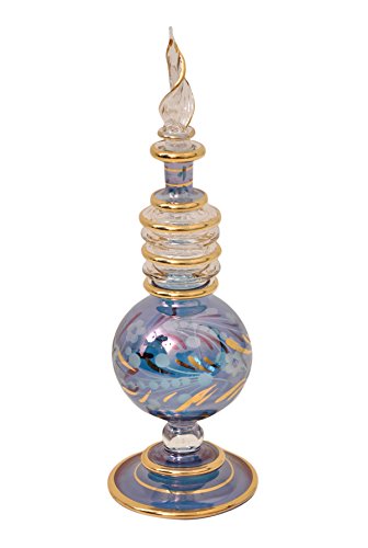 CraftsOfEgypt Egyptian Perfume Bottles Single Large Hand Blown Decorative Pyrex Glass Vial Height inch 7.75 inch (20 cm)