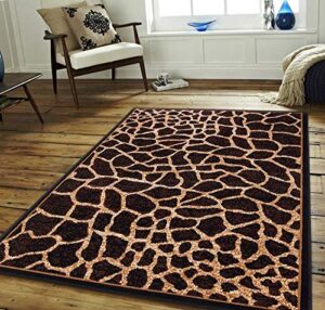 modern animal print skin giraffe circles safari african theme area rug (2’ x 3’)