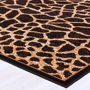 Modern Animal Print Skin Giraffe Circles Safari African Theme Area Rug (2’ X 3’)