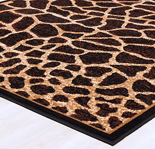 Modern Animal Print Skin Giraffe Circles Safari African Theme Area Rug (2’ X 3’)