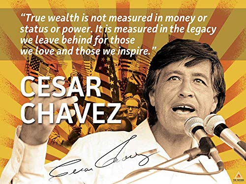 777 Tri-Seven Entertainment Cesar Chavez Poster Quote Labor Activist Education Art Print (24x18), Multicolor (CCPQLAEAP2418)