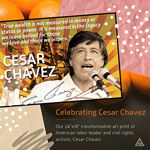 777 Tri-Seven Entertainment Cesar Chavez Poster Quote Labor Activist Education Art Print (24x18), Multicolor (CCPQLAEAP2418)