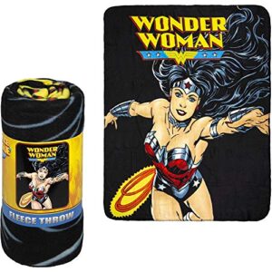 fleece throw blanket – wonder woman logo – lightweight faux fur fleece blanket large 50″x 60″ – use as couch cover, sofa cover, bed cover, beach blanket, picnic blanket, on beds & sofa bed