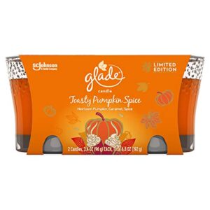 glade jar candle air freshener, limited edition, toasty pumpkin spice, 2 candles, 6.8 oz