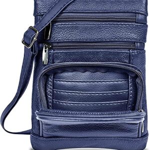 Krediz Genuine Leather Cross Body Handbag- Multi Pocket Women’s Purses with Adjustable Strap-Travel Ladies Shoulder Bags