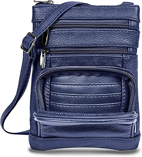 Krediz Genuine Leather Cross Body Handbag- Multi Pocket Women’s Purses with Adjustable Strap-Travel Ladies Shoulder Bags