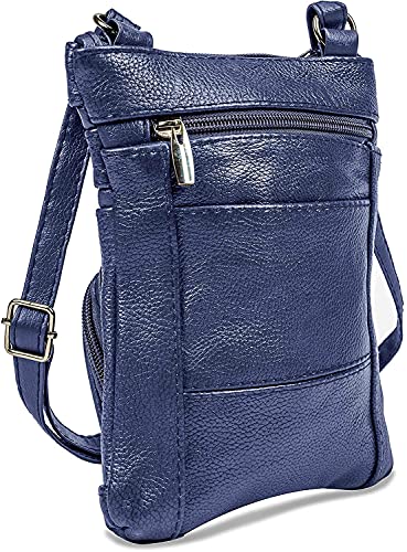 Krediz Genuine Leather Cross Body Handbag- Multi Pocket Women’s Purses with Adjustable Strap-Travel Ladies Shoulder Bags