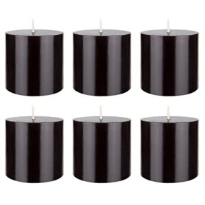 mega candles 6 pcs unscented black round pillar candle, hand poured premium wax candles 3 inch x 3 inch, home décor, wedding receptions, baby showers, birthdays, celebrations, party favors & more