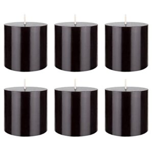 Mega Candles 6 pcs Unscented Black Round Pillar Candle, Hand Poured Premium Wax Candles 3 Inch x 3 Inch, Home Décor, Wedding Receptions, Baby Showers, Birthdays, Celebrations, Party Favors & More