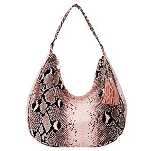 clara snakeskin hobo handbag pu leather top handle bag tassel shoulder bag satchel travel tote purse brown