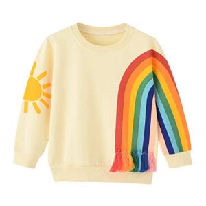 BINIDUCKLING Baby Rainbow Long Sleeve Shirt for Girls Sweatshirt 18 Months