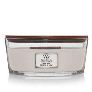 woodwick ellipse scented candle, warm wool, 16oz | up to 50 hours burn time