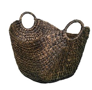 birdrock home water hyacinth laundry baskets (espresso) – one basket included – hand woven