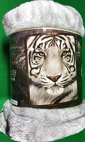 American Heritage Collection, "White Face Tiger" Raschel Throw Blanket, 50" x 60", 50" x 60