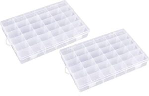 bulfyss transparent jewellery case | organiser with adjustable dividers | multipurpose storage of pills, stationery, screws | light-weight & travel friendly | pack of 2, transparent 28 x 19 x 4.5 cm