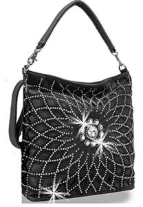 zzfab starburst rhinestone hobo bag with shoulder strap black