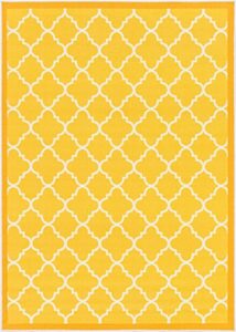 well woven kings court brooklyn trellis modern gold geometric lattice 3’3″ x 4’7″ indoor/outdoor area rug