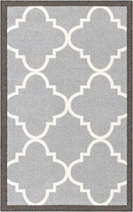 well woven kings court brooklyn trellis modern grey geometric lattice 2′ x 3′ mat accent indoor/outdoor rug